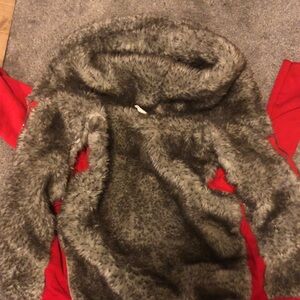 Gray Faux Fur Hooded Vest